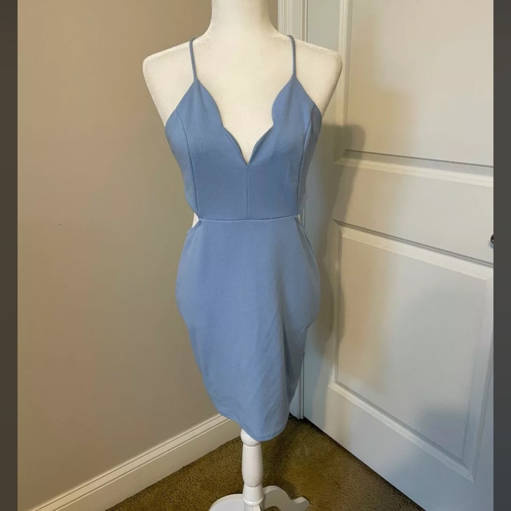Vestique blue dress formal party brunch SZ large